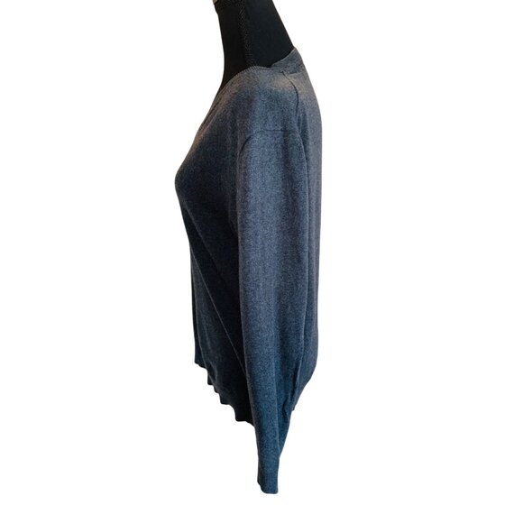 Claiborne Womens V-Neck Sweater S Gray Cotton/Cashmere Blend Sustainable Preppy - Picture 3 of 9